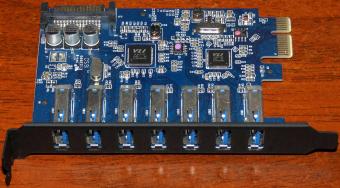 PCIe 7-Port USB 3.0 Karte, VLI VL813-Q7 Chipsatz, SATA-Stromanschluß 2016